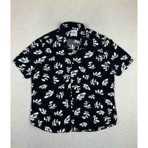YoungLA Shirt Mens 2XL Black Floral Viscose Short Sleeve Button Up Tropical